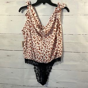 Free People Animal Print BodySuit sz Sm